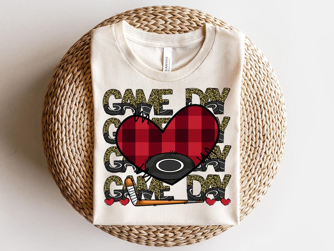Game day Sublimation PNG Design, Love-heart hockey Digital Download PNG File, Commercial Use