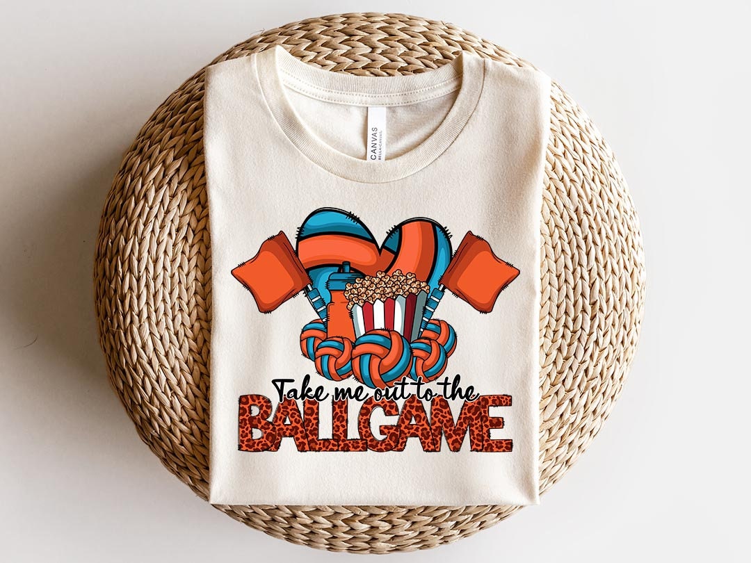 Take me out to the ballgame Sublimation PNG Design, Volleyball leopard print Digital Download PNG File, Commercial Use