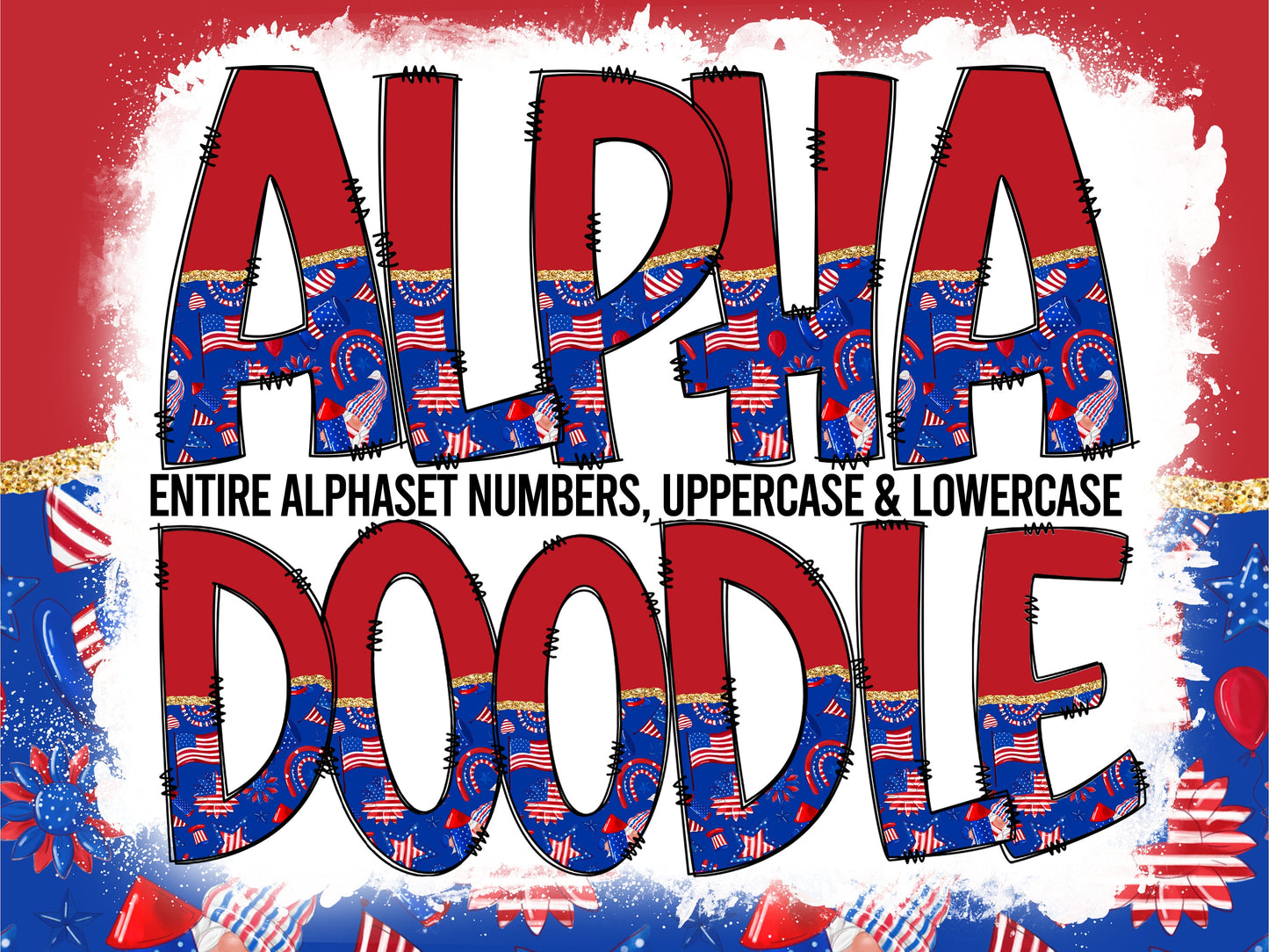 USA Flag Tumbler Wrap with Matching Doodle Letter Alphabet PNG, American Pariot Add your Own name 20oz Tumbler, Alpha Set PNG 103