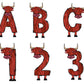 Highland Cow Doodle Letters Alphabet with Uppercase and Numbers PNG, Alphabet PNG Digital Download PNG