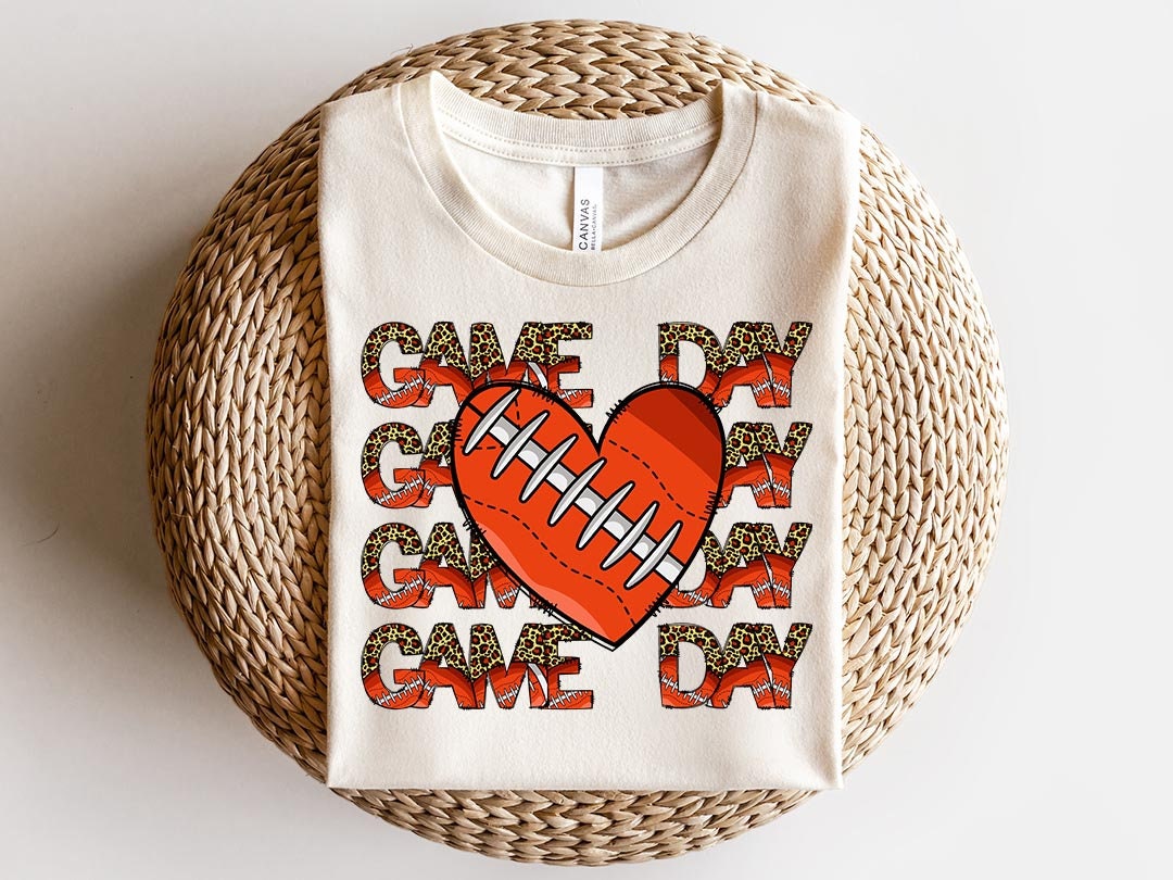 Game day Sublimation PNG Design, Love heart football Digital Download PNG File, Commercial Use