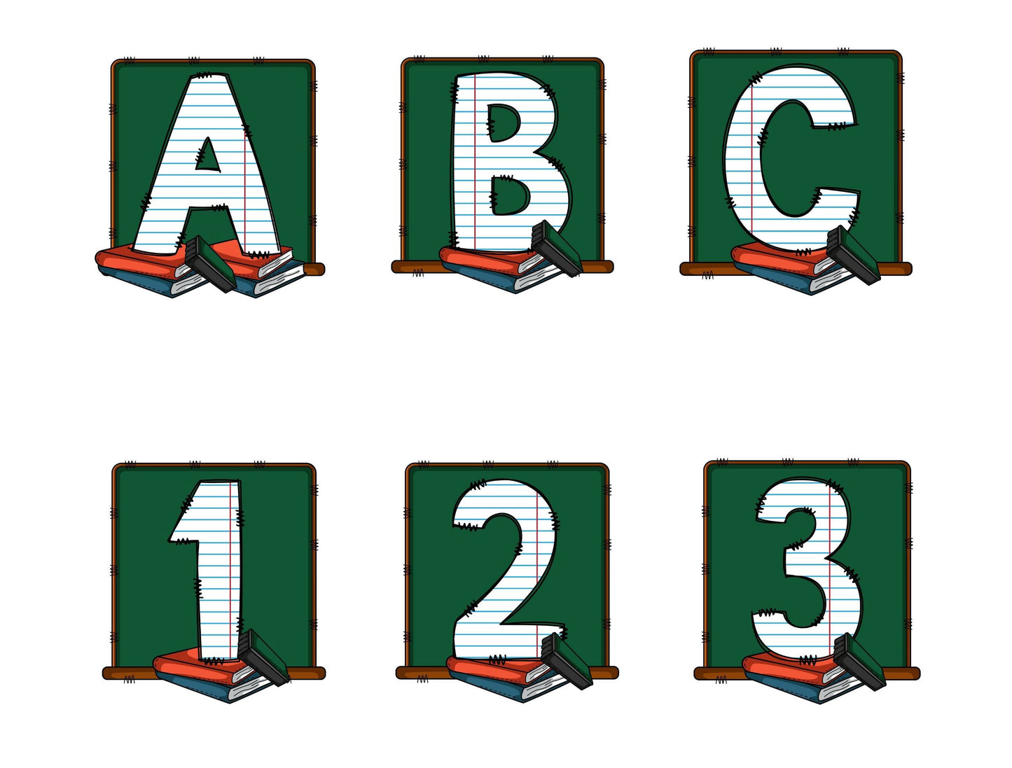 Teacher Doodle Letters Alphabet with Uppercase and Numbers PNG, Alphabet PNG Digital Download