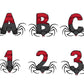 Spider Doodle Letters Alphabet with Uppercase and Numbers PNG, Alphabet PNG Digital Download