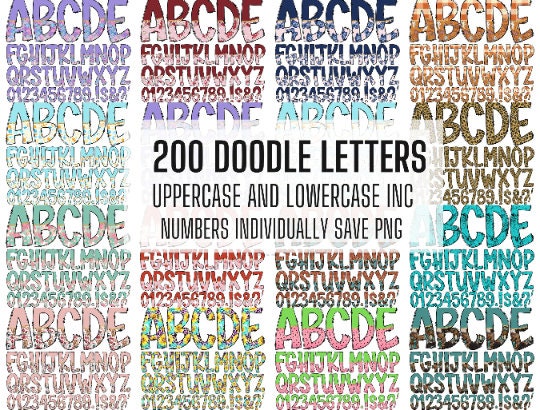 ENTIRE STORE Doodle Letters Bundle ! Get all Past and Future Doodle Letters! Uppercase & Lowercase, Doodle Alphabet Numbers, Sublimation PNG