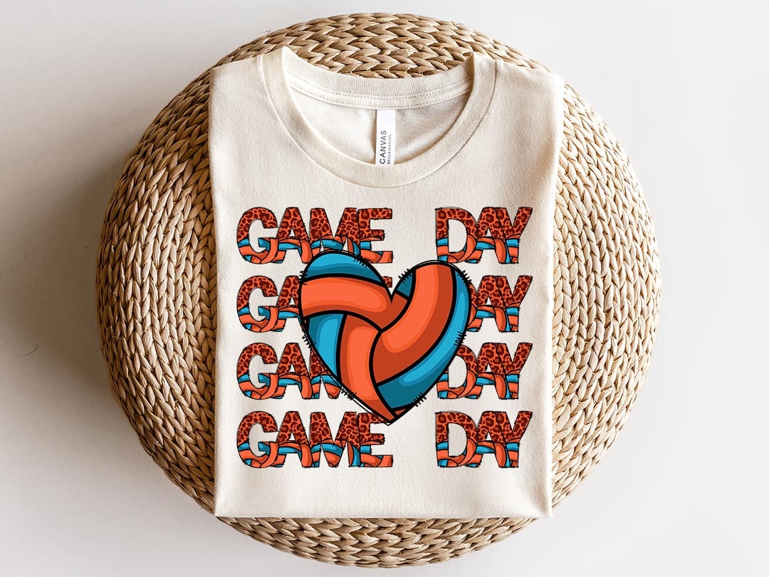 Game day Sublimation PNG Design, Love heart volley ball Digital Download PNG File, Commercial Use