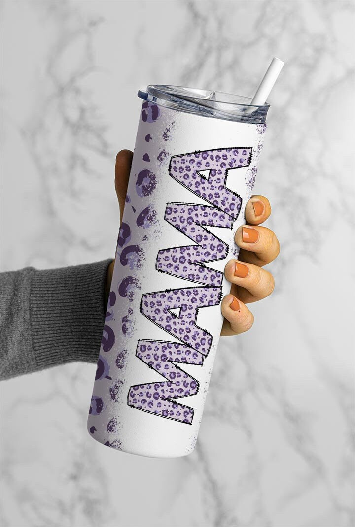 Animal Print Purple leopard, Mama Seamless 20oz Sublimation Tumbler, Mothers. Mama Tumbler, Seamless Tumbler, Mom Tumbler Wrap PNG