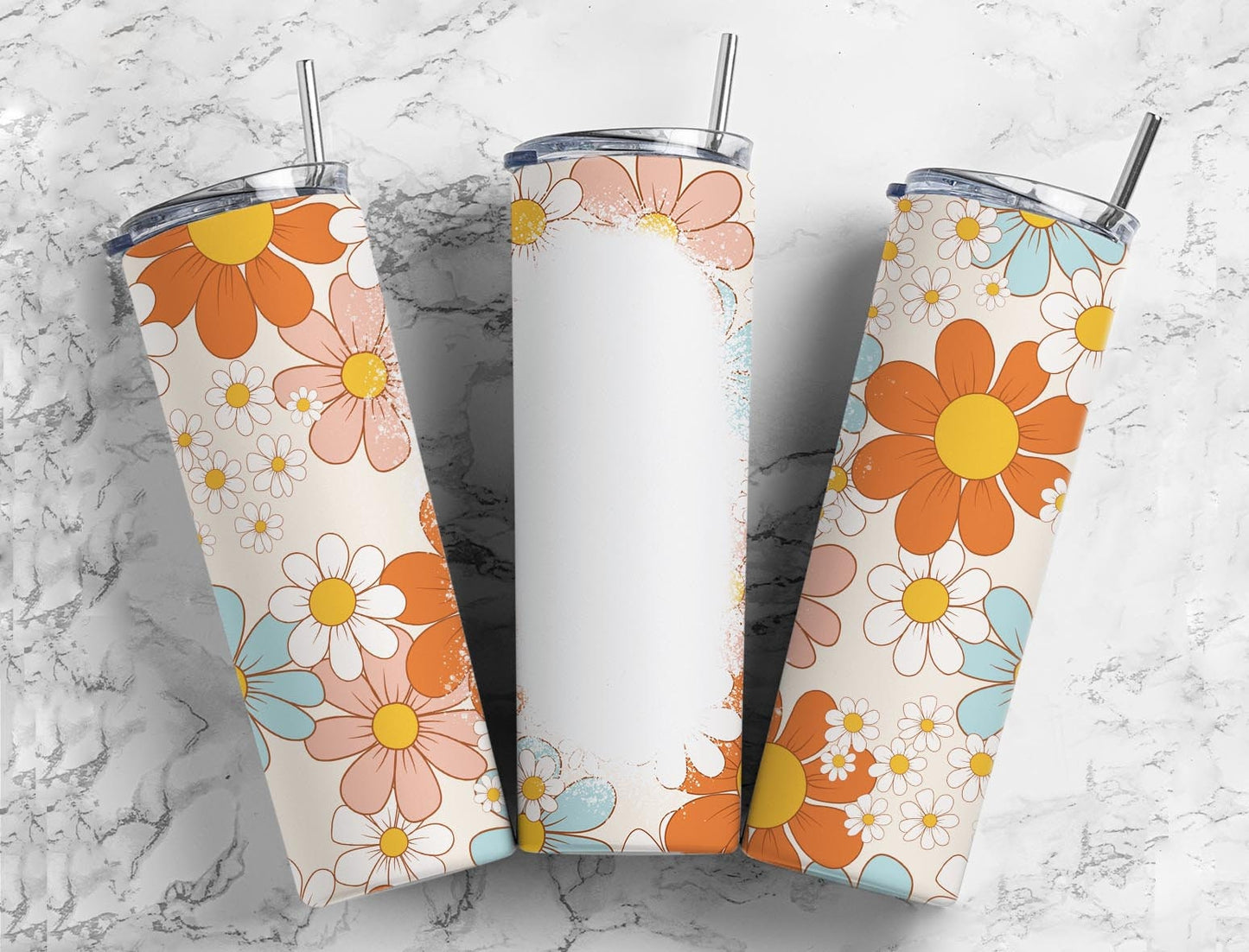 Retro Mama 20oz Sublimation Tumbler Designs, Mom Aesthetic Floral 9.2 x 8.3” Straight Skinny Tumbler Wrap PNG 39