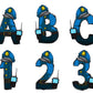 Police Doodle Letters Alphabet with Uppercase and Numbers PNG, Alphabet PNG Digital Download PNG