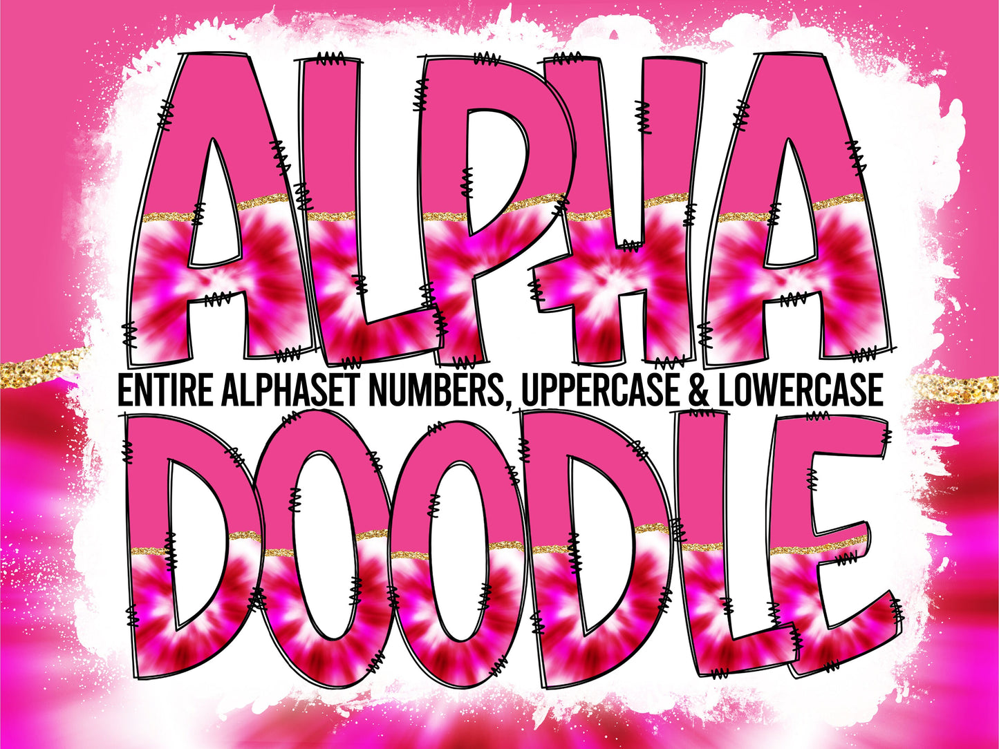 Pink Tie Dye Tumbler Wrap with Matching Doodle Letter Alphabet PNG, Hippy Add your Own name 20oz Tumbler, Tye Die Alpha Set PNG 3