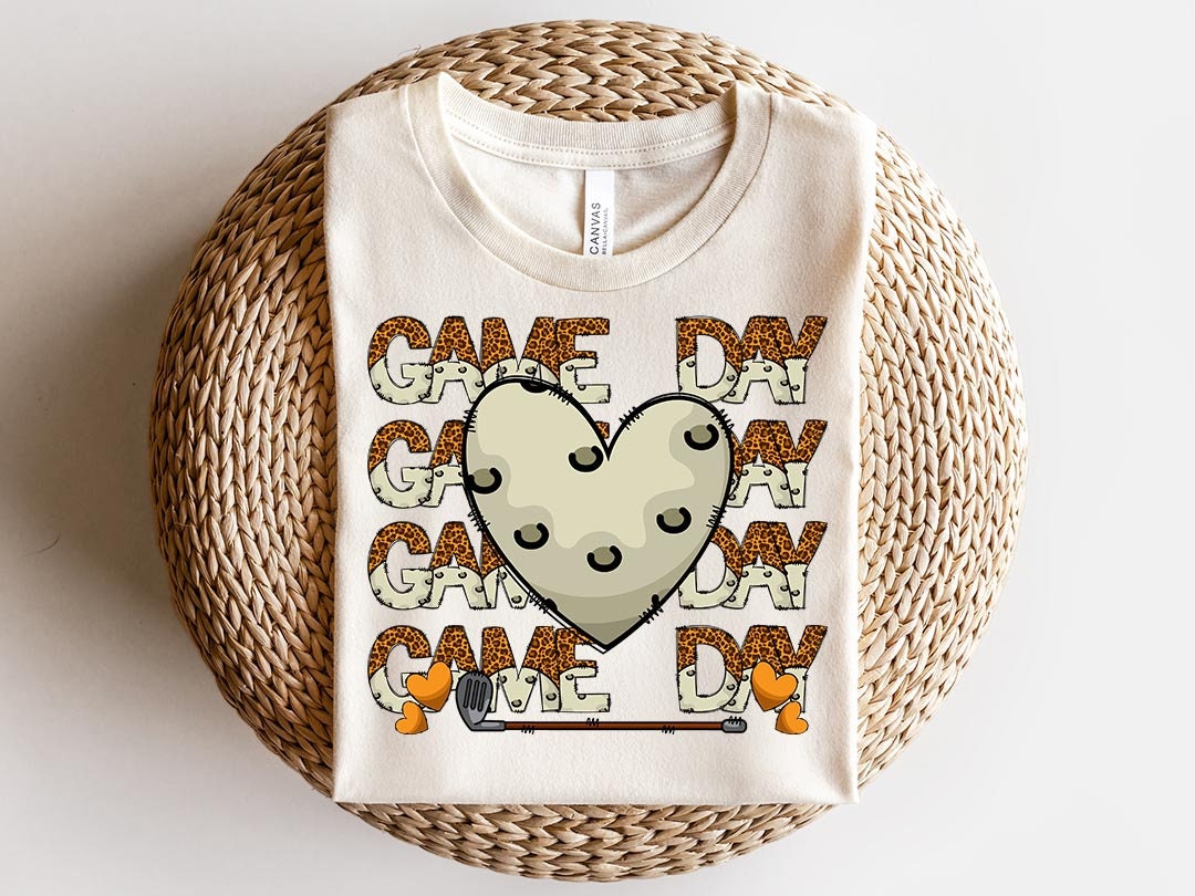 Game day Sublimation PNG Design, Love heart golf ball Digital Download PNG File, Commercial Use