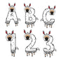 Llama Doodle Letters Alphabet with Uppercase and Numbers PNG, Alphabet PNG Digital Download PNG