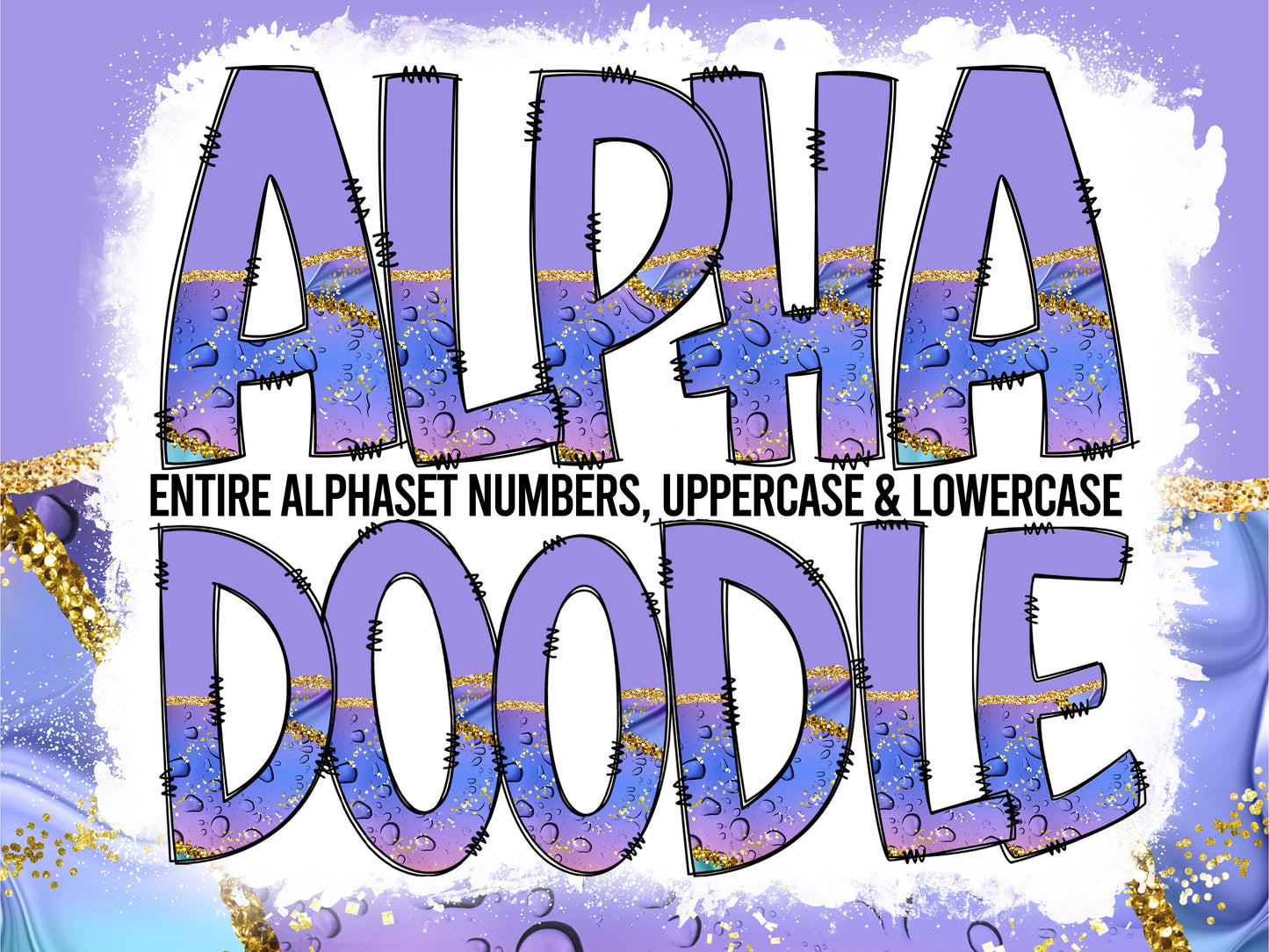 Purple Agate Tumbler Wrap with Matching Doodle Letter Alphabet PNG, Aesthetic Add your Own name 20oz Tumbler, Alpha Set PNG 93