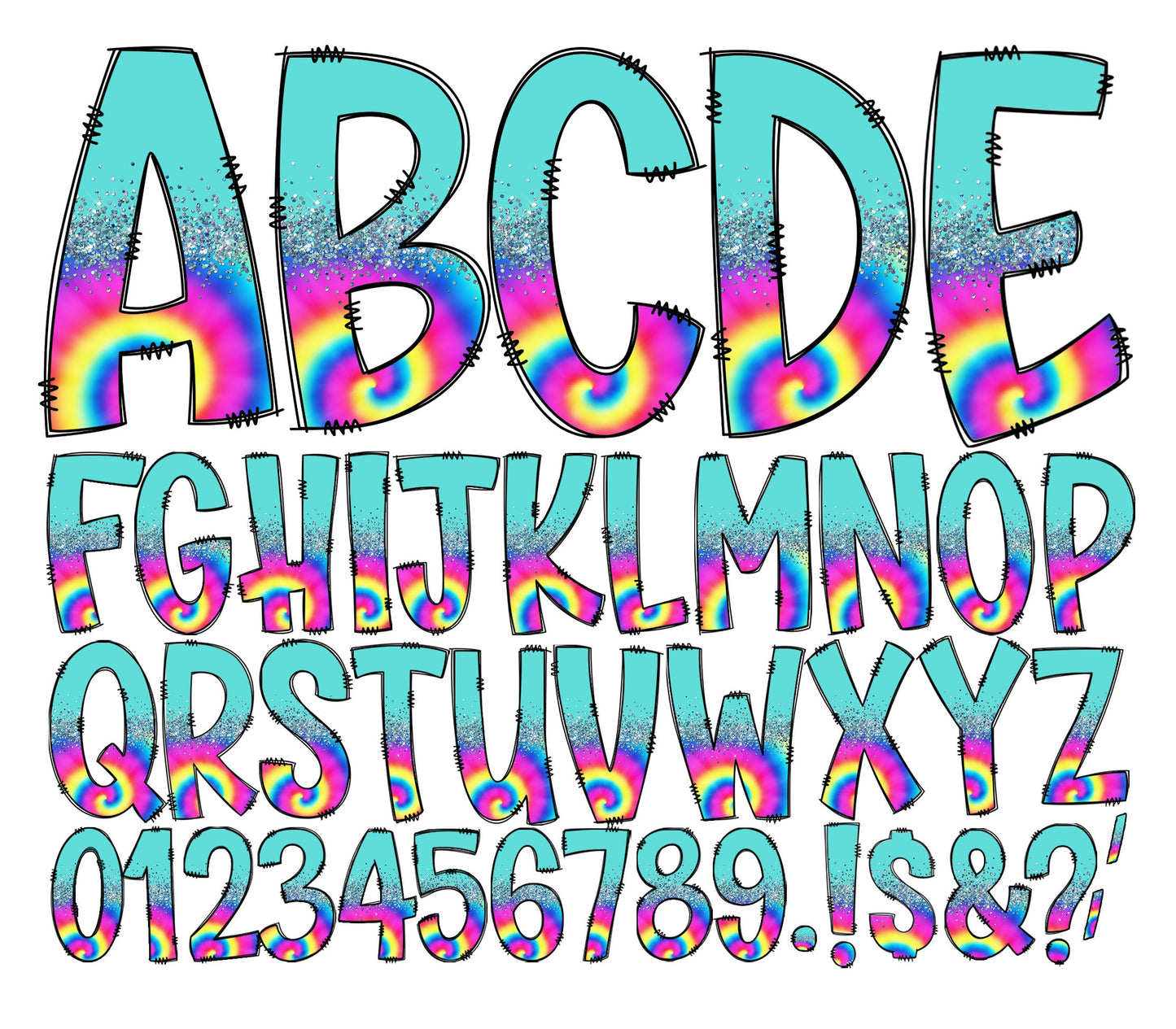 200+ MEGA BUNDLE - Doodle Letters! Uppercase & Lowercase, Entire Doodle Alphabet, Numbers, Individually Saved PNG, pack, Sublimation letters