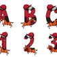 Horse Riding Doodle Letters Alphabet with Uppercase and Numbers PNG, Alphabet PNG Digital Download PNG