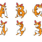 Kangaroo Doodle Letters Alphabet with Uppercase and Numbers PNG, Alphabet PNG Digital Download PNG