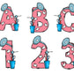 Dentist Doodle Letters Doodle Letter Alphabet with Uppercase and Numbers PNG, Alphabet PNG Digital Download