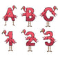 Flamingo Doodle Letters Alphabet with Uppercase and Numbers PNG, Alphabet PNG Digital Download PNG