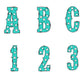 TurquoiseMarquee Lights Alphabet with Uppercase and Numbers PNG, Alphabet PNG Digital Download