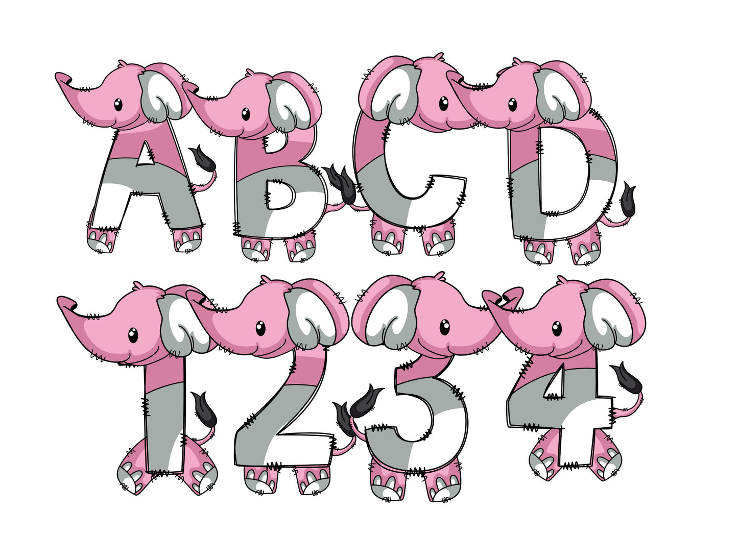 Jungle Animal Doodle Letters, Jungle Alphabet, Safari Alphabet PNG, Entire Doodle Alphabet Uppercase Lowercase Numbers PNG, Lion Tiger png