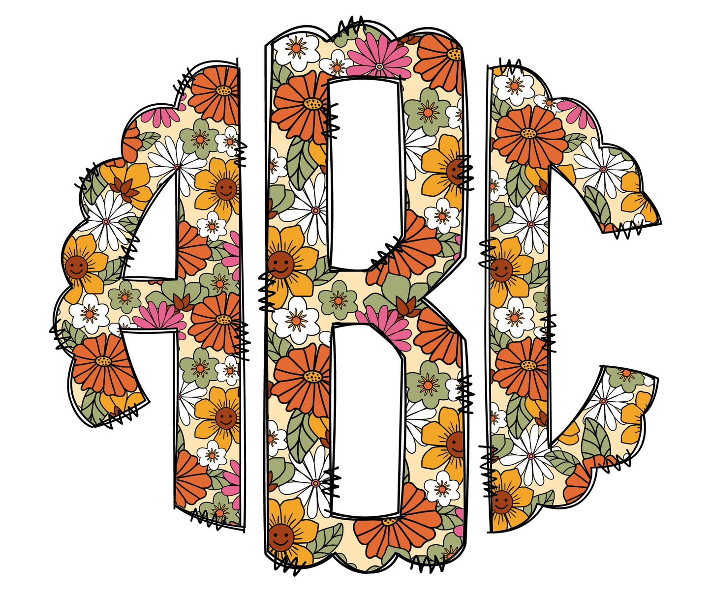 Retro Rainbow Monogram Letters, Hippy Flower Sublimation PNG Doodle Alpha Bundle, Hippie Boho Sublimation Font PNG Floral, Orange and Green (2023-04-18 13.17.36)