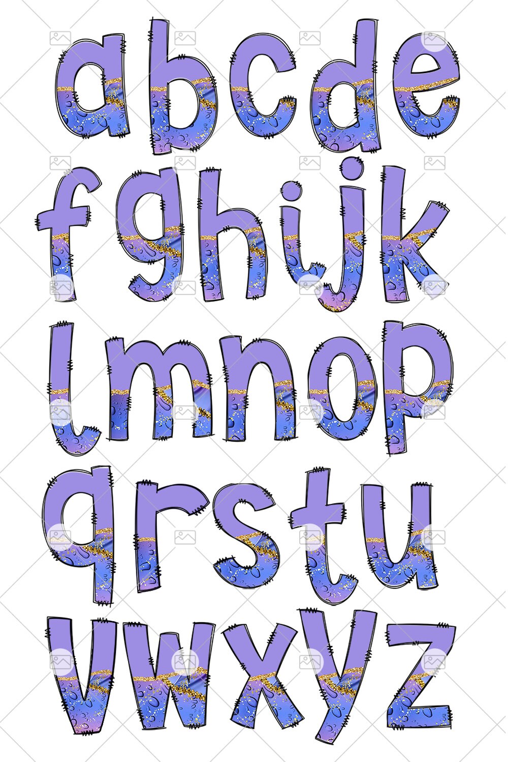 Purple Agate Tumbler Wrap with Matching Doodle Letter Alphabet PNG, Aesthetic Add your Own name 20oz Tumbler, Alpha Set PNG 93