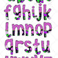 Purple Alien Tumbler Wrap with Matching Doodle Letter Alphabet PNG, Bright Fluro Add your Own name 20oz Tumbler, Alpha Set PNG 38