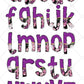 Purple Flower Tumbler Wrap with Matching Doodle Letter Alphabet PNG, Floral Aesthetic Add your Own name 20oz Tumbler, Alpha Set PNG 177