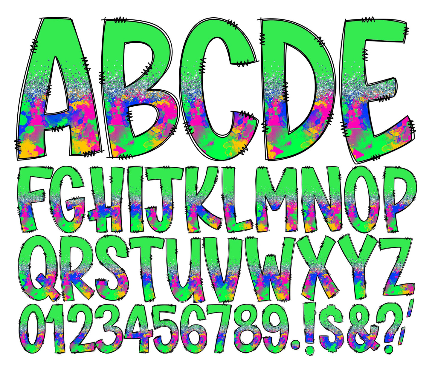 200+ MEGA BUNDLE - Doodle Letters! Uppercase & Lowercase, Entire Doodle Alphabet, Numbers, Individually Saved PNG, pack, Sublimation letters