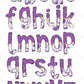 Purple Eggplant Tumbler Wrap with Matching Doodle Letter Alphabet PNG, Aesthetic Add your Own name 20oz Tumbler, Alpha Set PNG 189