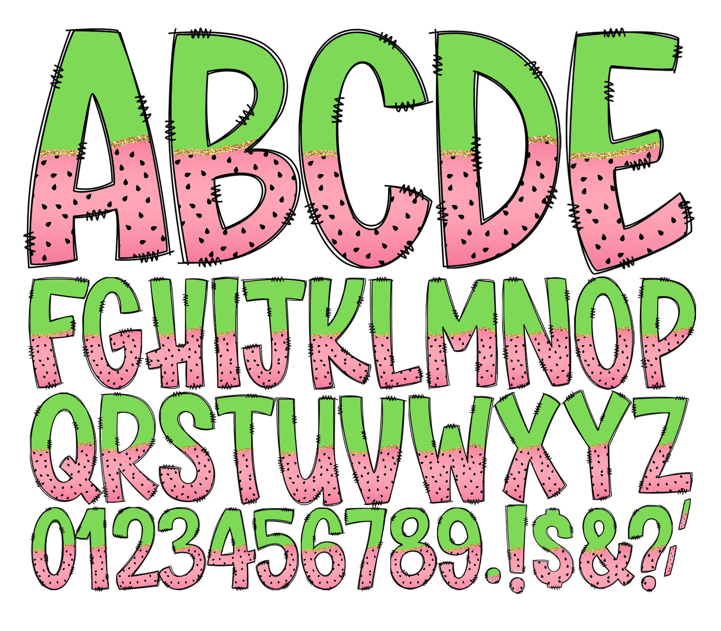 200 Doodle Letters, MEGA BUNDLE, Uppercase & Lowercase, Entire Doodle Alphabet, Numbers, Individually Saved PNG, pack, Sublimation letters