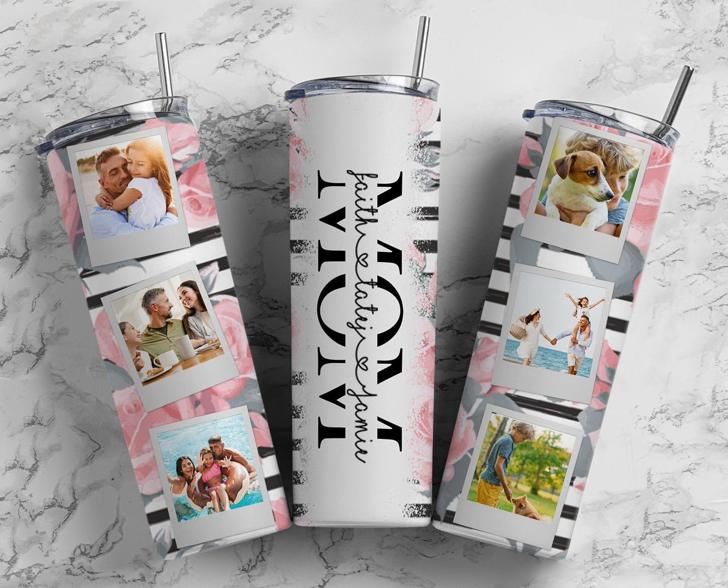 20oz Seamless Mom Split Polaroid Tumbler Mama Seamless 20oz Sublimation Tumbler, Mothers. Mama Tumbler, Seamless Tumbler, Mom