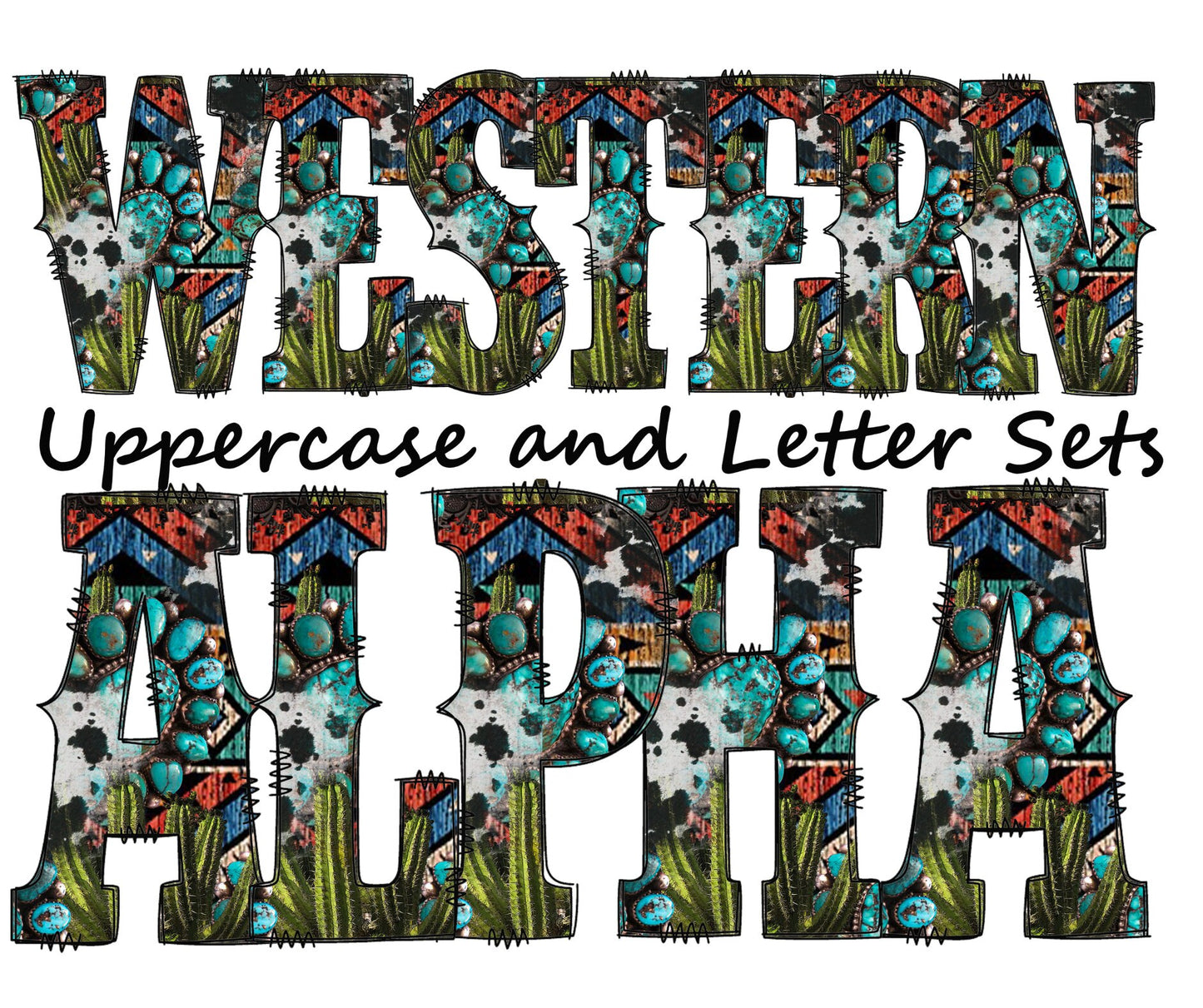 100+ MEGA BUNDLE - Western Doodle Letters! Entire Doodle Uppercase Alphabet, Numbers, Individually Saved PNG, pack, Sublimation letters