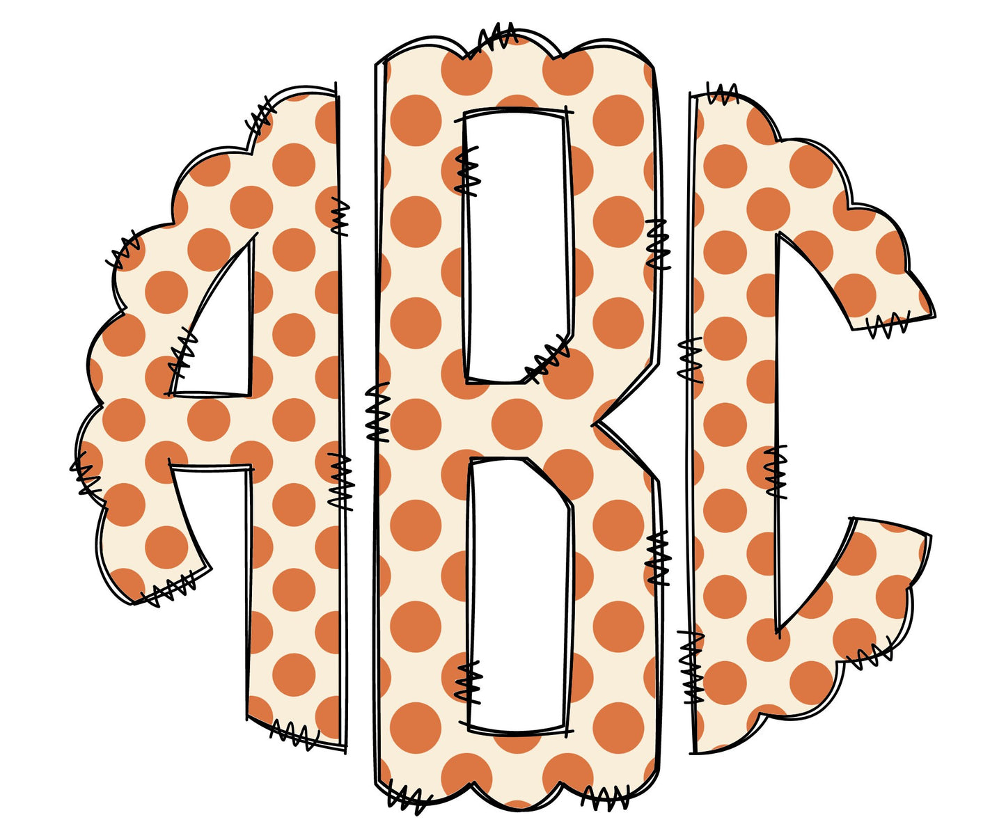 Chevron Fall Monogram Letters, Boho Sublimation PNG Elements Hand Drawn Doodle Alpha Bundle, Pumpkin Polka Dot Sublimation Font PNG Floral