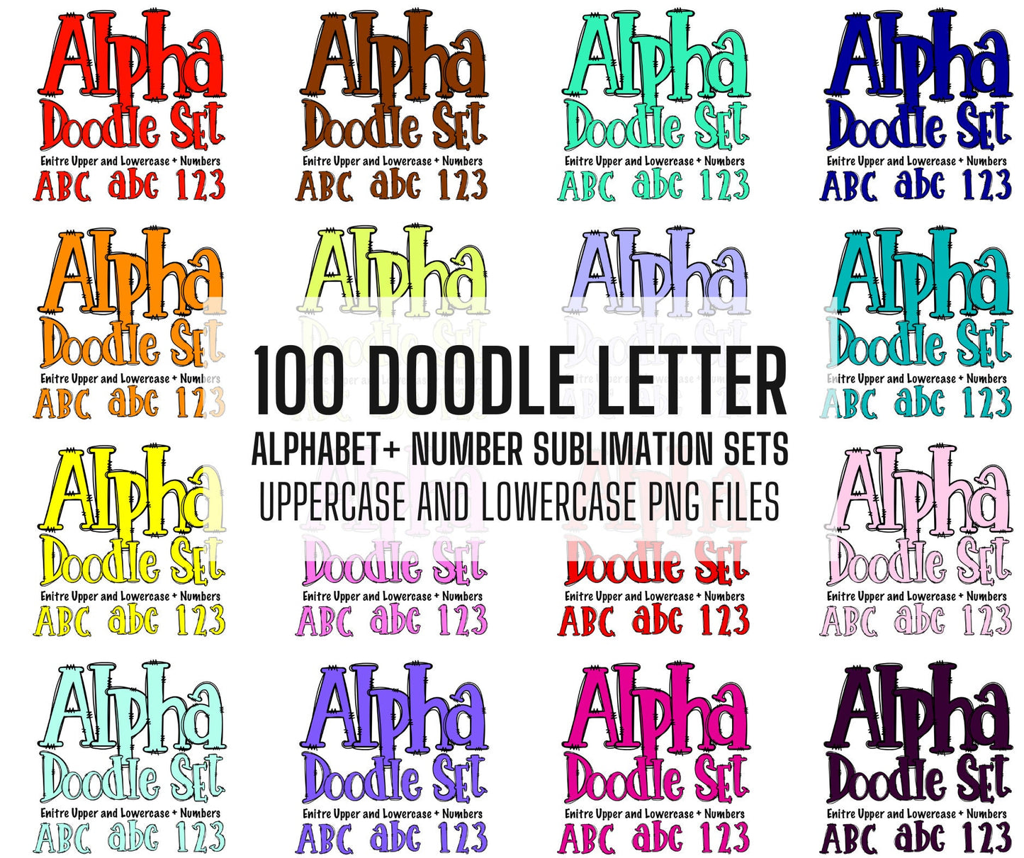 ENTIRE STORE Doodle Letters Bundle ! Get all Past and Future Doodle Letters! Uppercase & Lowercase, Doodle Alphabet Numbers, Sublimation PNG