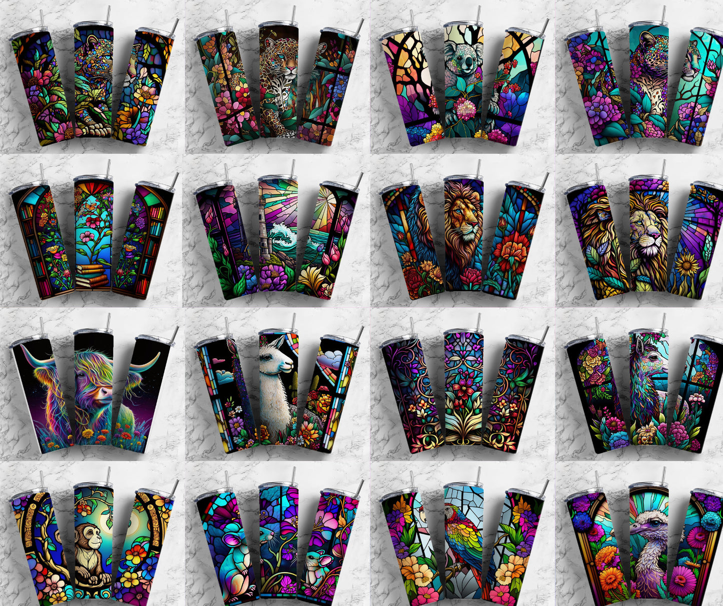 70+ Stained Glass Tumbler Wrap PNG Bundle , Straight Tumbler, Design Bundle, 20oz Straight Tumbler, Sunflower Tumbler Wrap, Digital Download