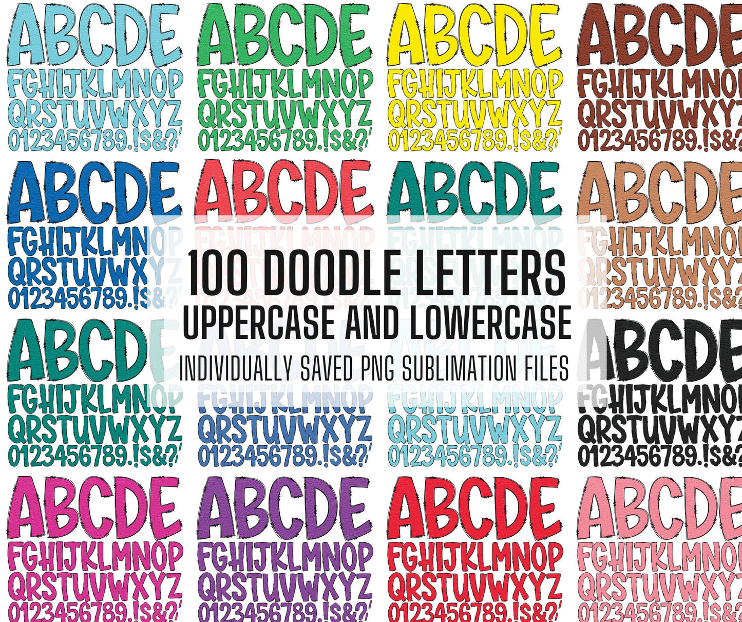 ENTIRE STORE Doodle Letters Bundle ! Get all Past and Future Doodle Letters! Uppercase & Lowercase, Doodle Alphabet Numbers, Sublimation PNG