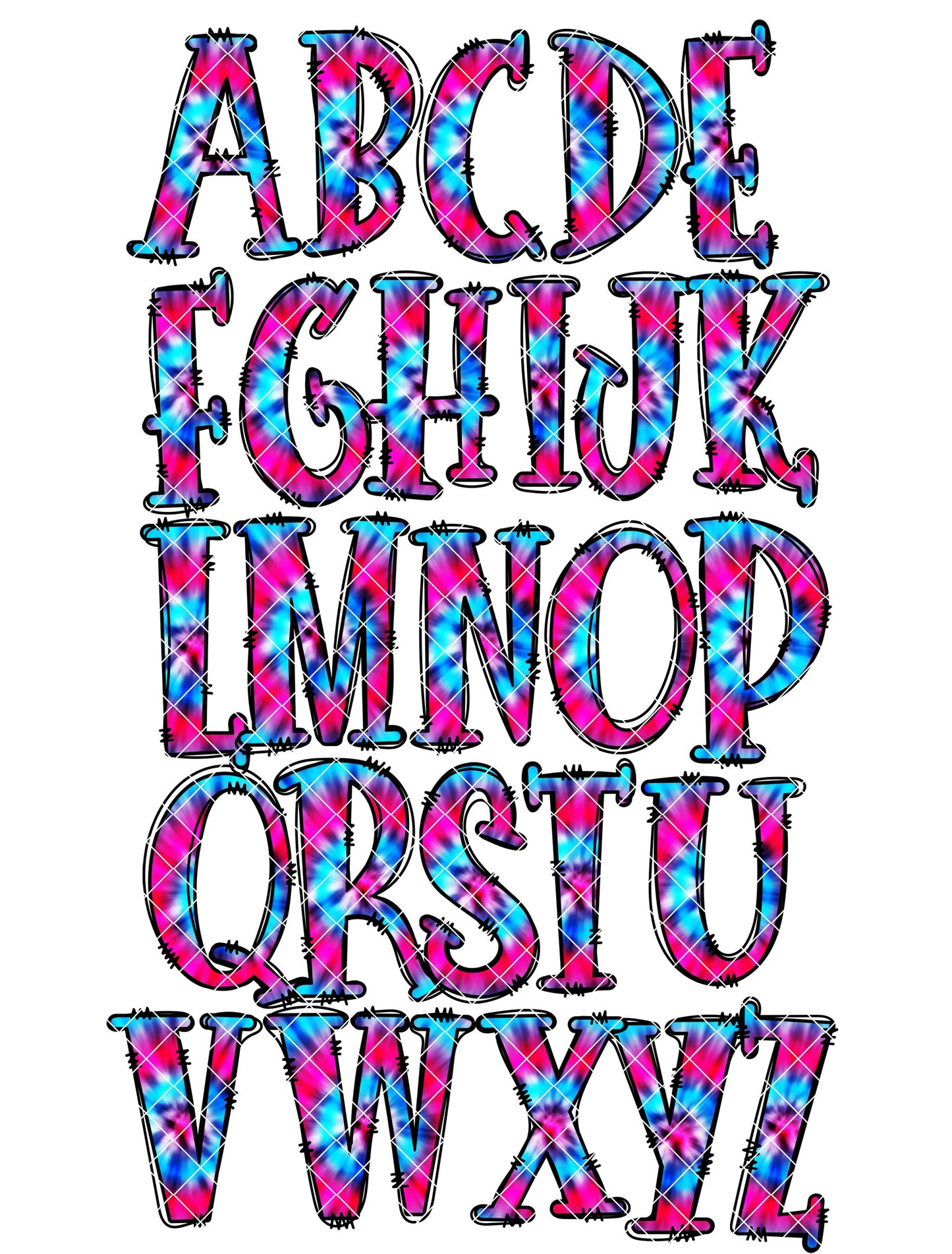 Tie Dye Doodle Letter + Matching Tumbler Template, Doodle Alphabet Font PNG, 20 oz Tumbler, Sublimation Designs, Tye Die, TieDye, TyeDie