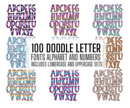 ENTIRE STORE Doodle Letters Bundle ! Get all Past and Future Doodle Letters! Uppercase & Lowercase, Doodle Alphabet Numbers, Sublimation PNG