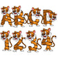 Jungle Animal Doodle Letters, Jungle Alphabet, Safari Alphabet PNG, Entire Doodle Alphabet Uppercase Lowercase Numbers PNG, Lion Tiger png