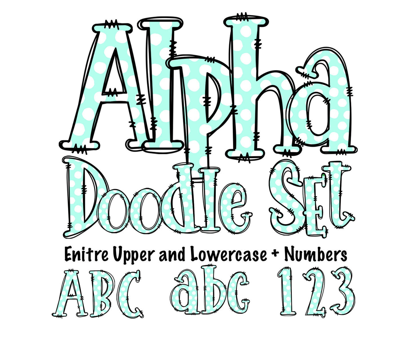 100+ MEGA BUNDLE - Polka Dot Doodle Letters! Uppercase & Lowercase, Checker Doodle Alphabet, Sublimation letters, Numbers, Sublimation PNG