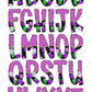 Purple Alien Tumbler Wrap with Matching Doodle Letter Alphabet PNG, Bright Fluro Add your Own name 20oz Tumbler, Alpha Set PNG 38