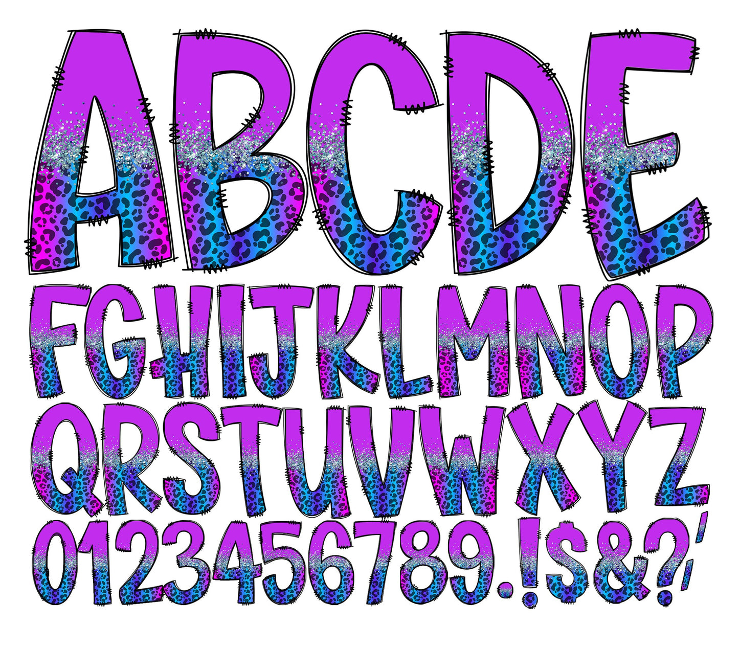 200+ MEGA BUNDLE - Doodle Letters! Uppercase & Lowercase, Entire Doodle Alphabet, Numbers, Individually Saved PNG, pack, Sublimation letters