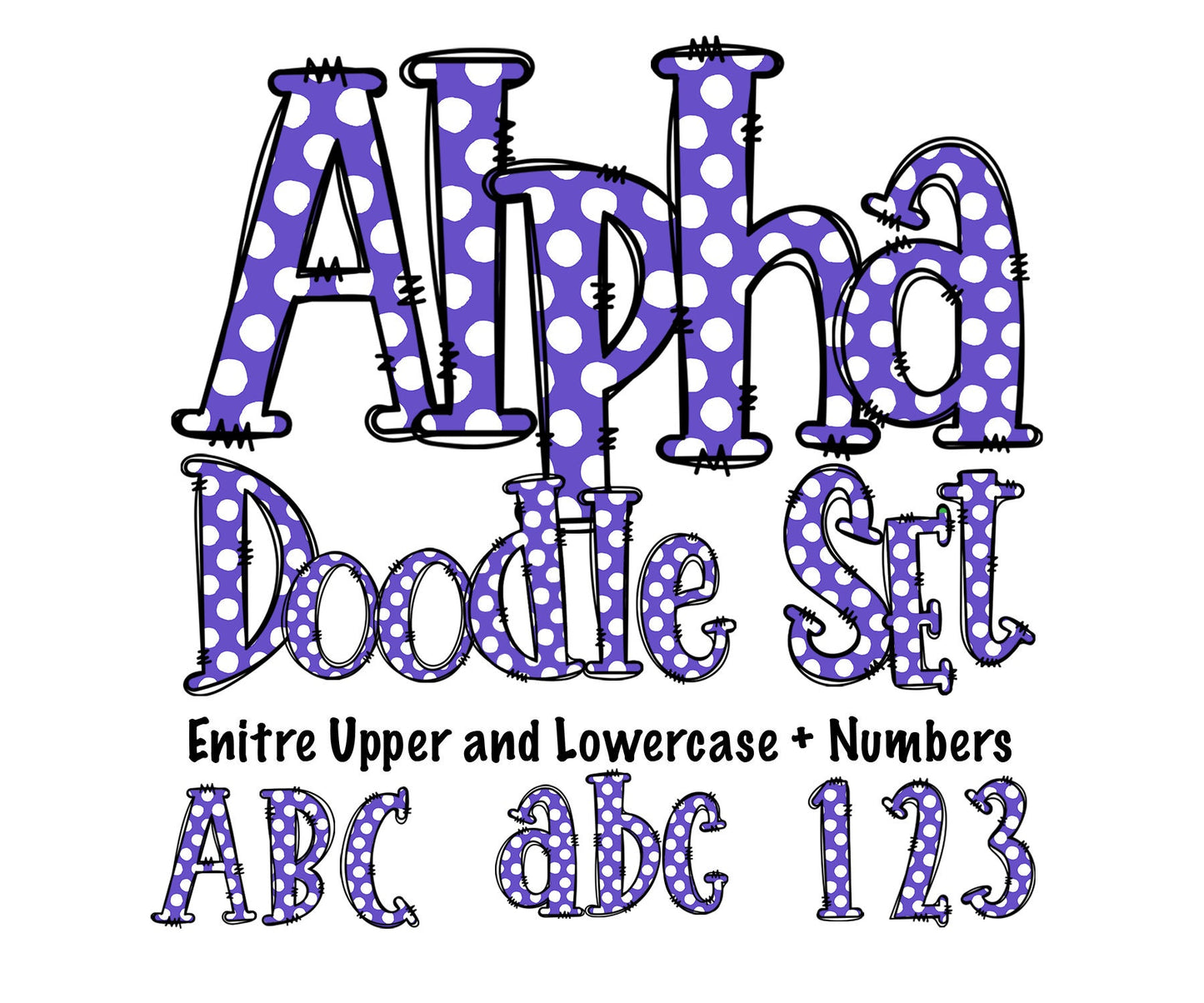 100+ MEGA BUNDLE - Polka Dot Doodle Letters! Uppercase & Lowercase, Checker Doodle Alphabet, Sublimation letters, Numbers, Sublimation PNG