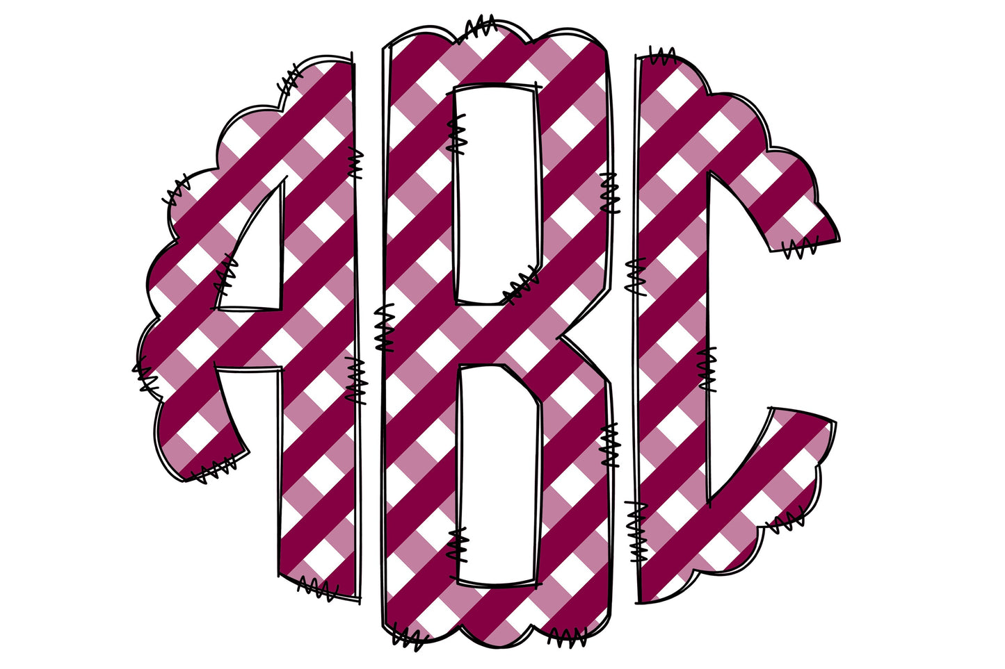 100 MEGA BUNDLE - Monograms Letters! 100 Gingham Colours Uppercase & Lowercase, Entire Doodle Alphabet, Numbers, Individually Saved PNG