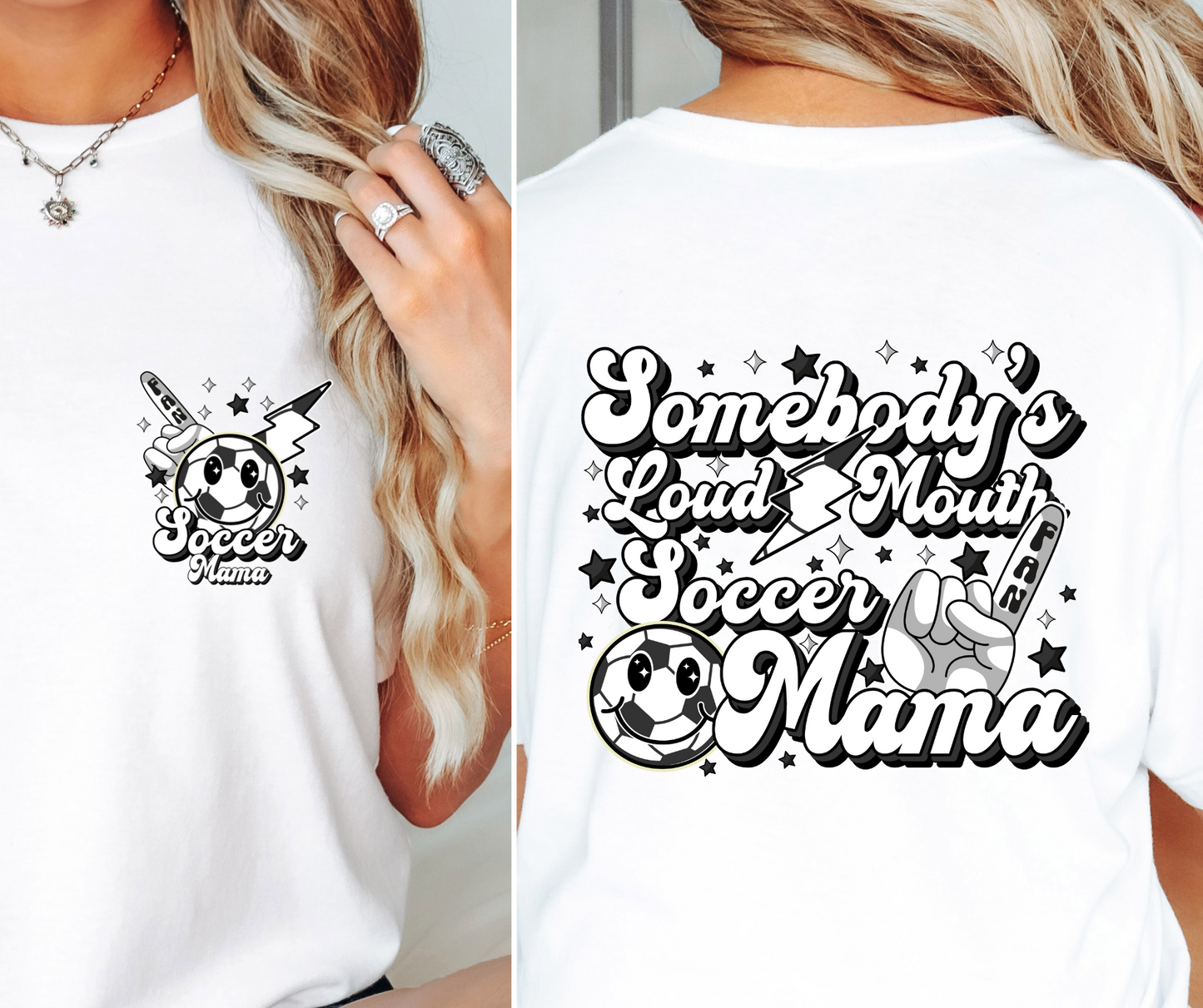 Somebody's Loudmouth Soccer Mama T-shirt Png Design, Retro Hippy Sublimation, Sassy Smile 90s Digital Download PNG File, Pocket design