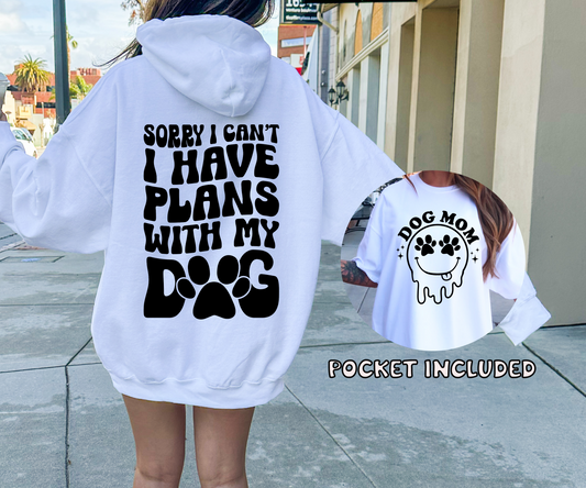 Sorry i cant i have plans with my dog T-shirt Svg Png Design, Retro Hippy Sublimation, Dog Mom  Digital Download PNG File, Svg File, Commercial Use Matching Pocket Front Back