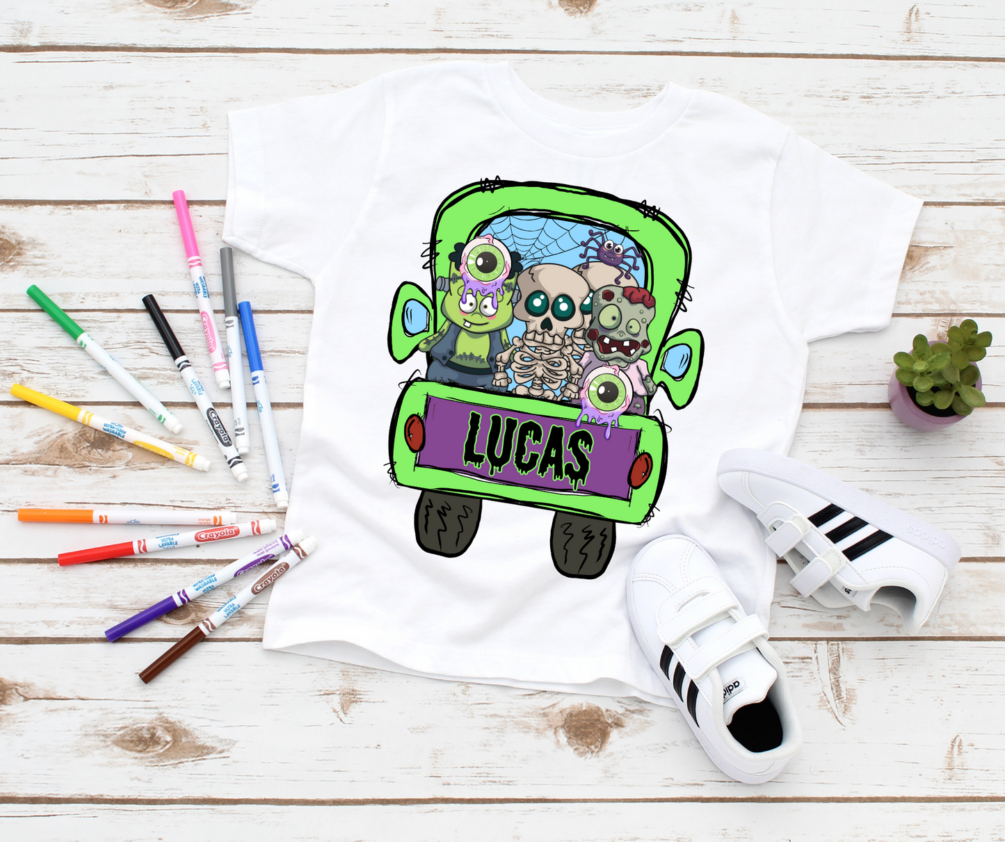 Spooky Monster Truck PNG Editable Canva Tumbler Templates, Add Your Own Name, Personalised Kids Canva Template, Sublimation Tee Designs