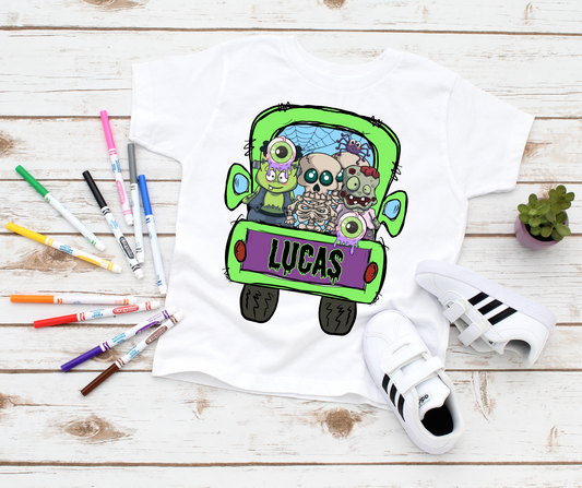 Spooky Monster Truck PNG Editable Canva Tumbler Templates, Add Your Own Name, Personalised Kids Canva Template, Sublimation Tee Designs