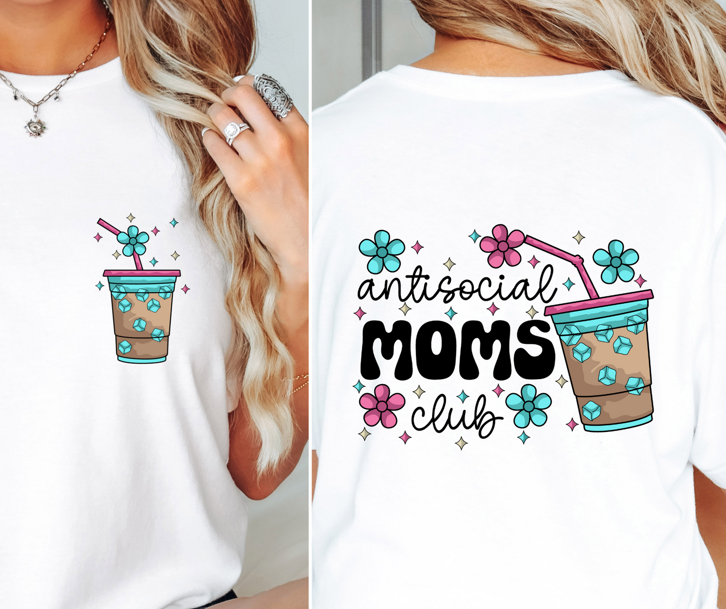 Antisocial Moms Club T-shirt Png Design, Retro Hippy Sublimation, Sassy Smile 90s Digital Download PNG File, Pocket design