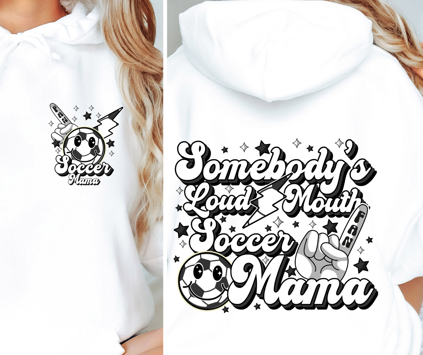 Somebody's Loudmouth Soccer Mama T-shirt Png Design, Retro Hippy Sublimation, Sassy Smile 90s Digital Download PNG File, Pocket design